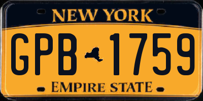 NY license plate GPB1759
