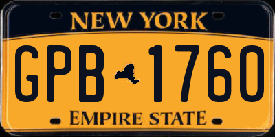 NY license plate GPB1760