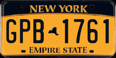 NY license plate GPB1761