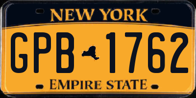 NY license plate GPB1762
