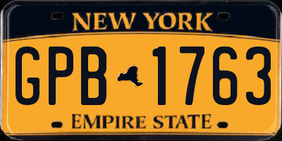NY license plate GPB1763