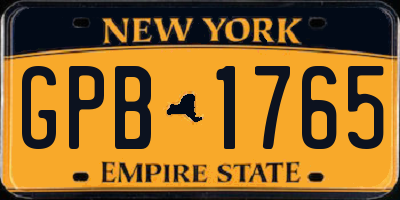 NY license plate GPB1765