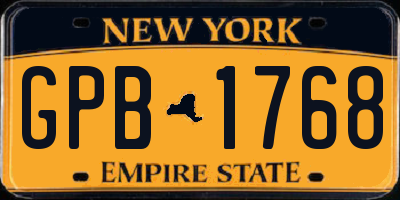 NY license plate GPB1768