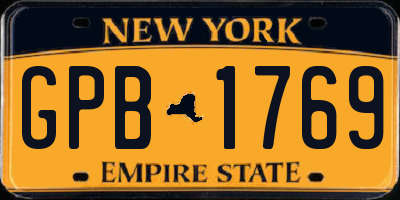 NY license plate GPB1769