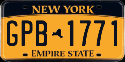 NY license plate GPB1771