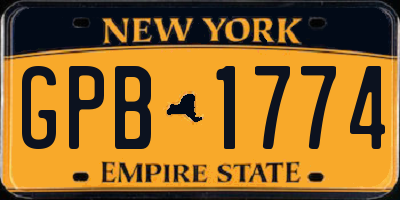 NY license plate GPB1774