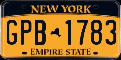 NY license plate GPB1783