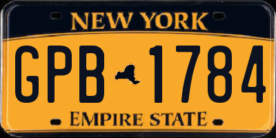 NY license plate GPB1784