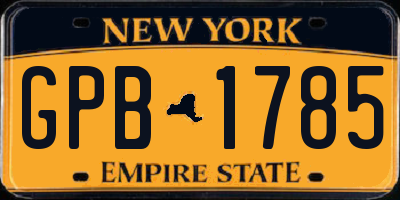 NY license plate GPB1785