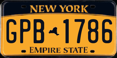 NY license plate GPB1786