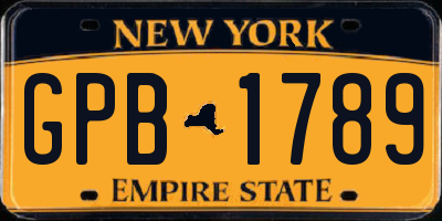 NY license plate GPB1789