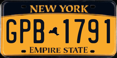 NY license plate GPB1791