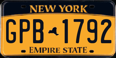 NY license plate GPB1792
