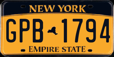 NY license plate GPB1794
