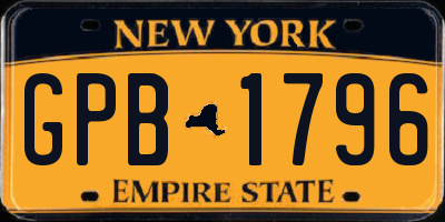 NY license plate GPB1796