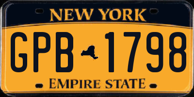 NY license plate GPB1798