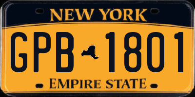 NY license plate GPB1801