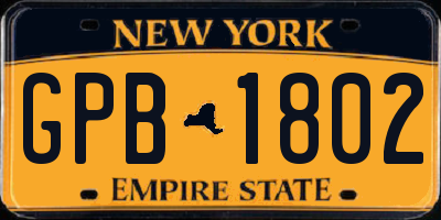 NY license plate GPB1802