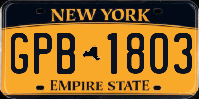 NY license plate GPB1803