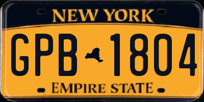 NY license plate GPB1804