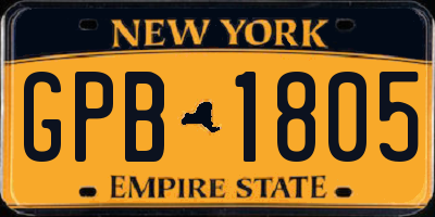 NY license plate GPB1805