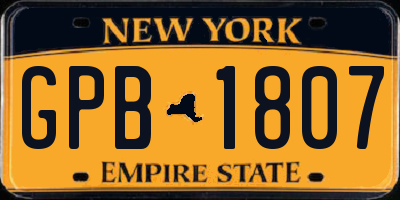 NY license plate GPB1807