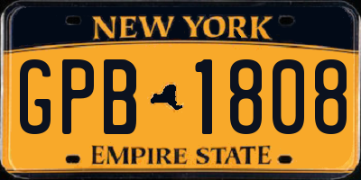 NY license plate GPB1808