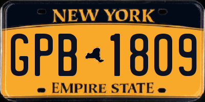 NY license plate GPB1809