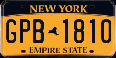 NY license plate GPB1810