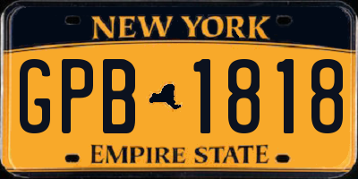 NY license plate GPB1818