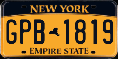 NY license plate GPB1819