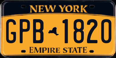 NY license plate GPB1820