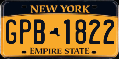 NY license plate GPB1822