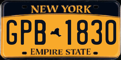 NY license plate GPB1830