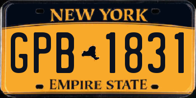 NY license plate GPB1831