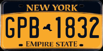 NY license plate GPB1832