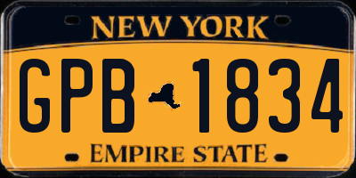 NY license plate GPB1834