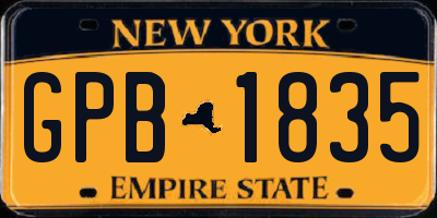 NY license plate GPB1835