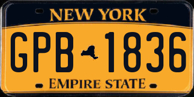 NY license plate GPB1836