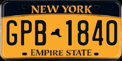 NY license plate GPB1840