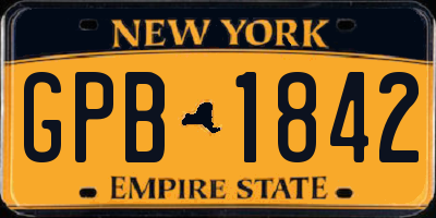 NY license plate GPB1842