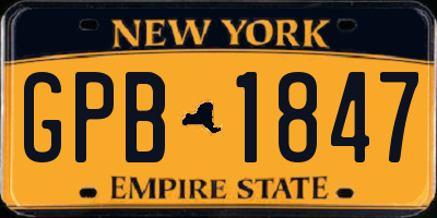 NY license plate GPB1847