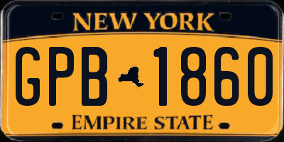 NY license plate GPB1860