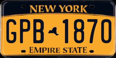 NY license plate GPB1870