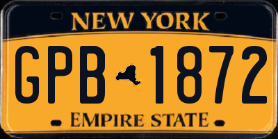 NY license plate GPB1872