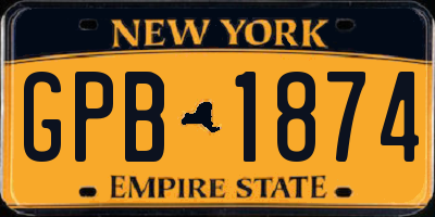 NY license plate GPB1874