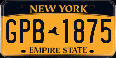 NY license plate GPB1875