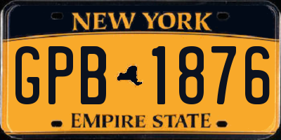 NY license plate GPB1876
