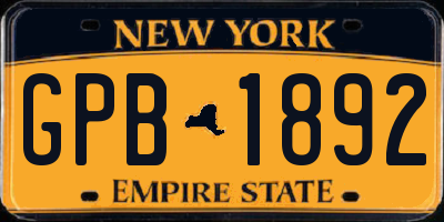 NY license plate GPB1892