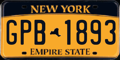 NY license plate GPB1893